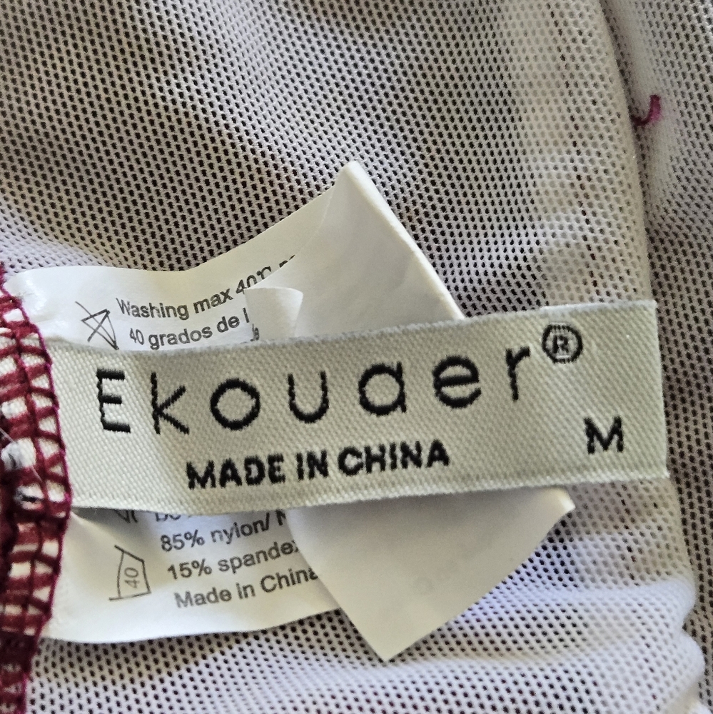 Ekouaer Maroon One Piece Runched Front Bathing Swim Suit Medium - Picture 7 of 9